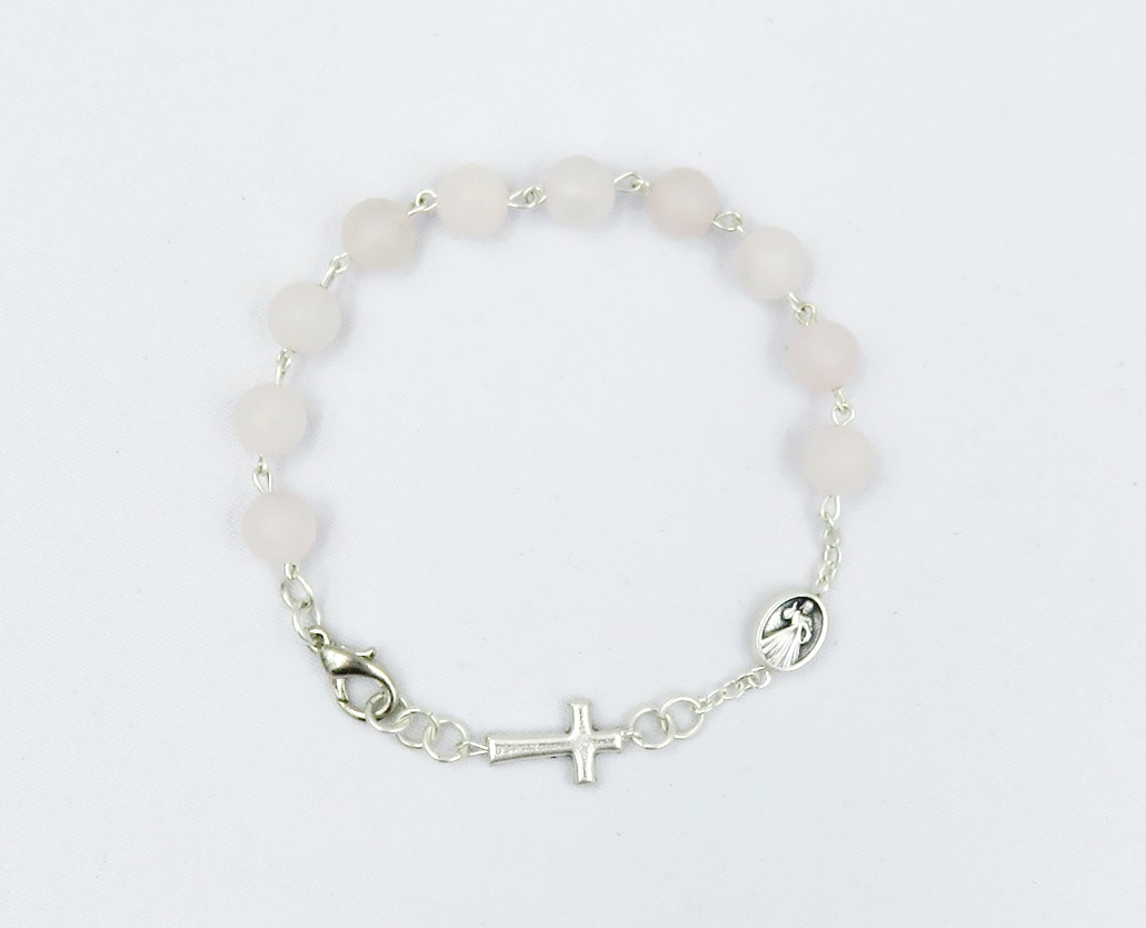 Bransoletka z kamienia półszlachetnego kwarc różowy matowy