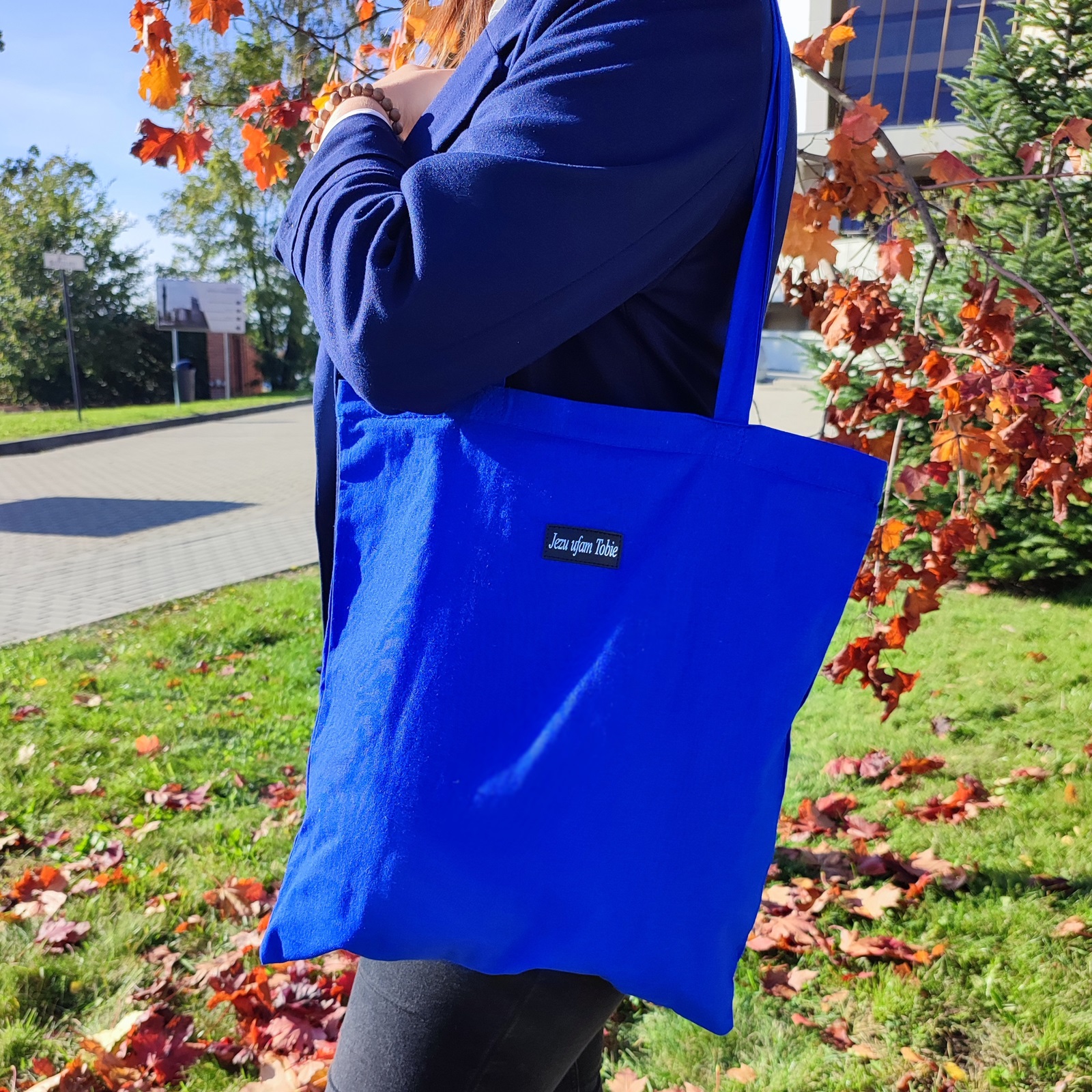 Torba metriałowa z naszywką granatowa