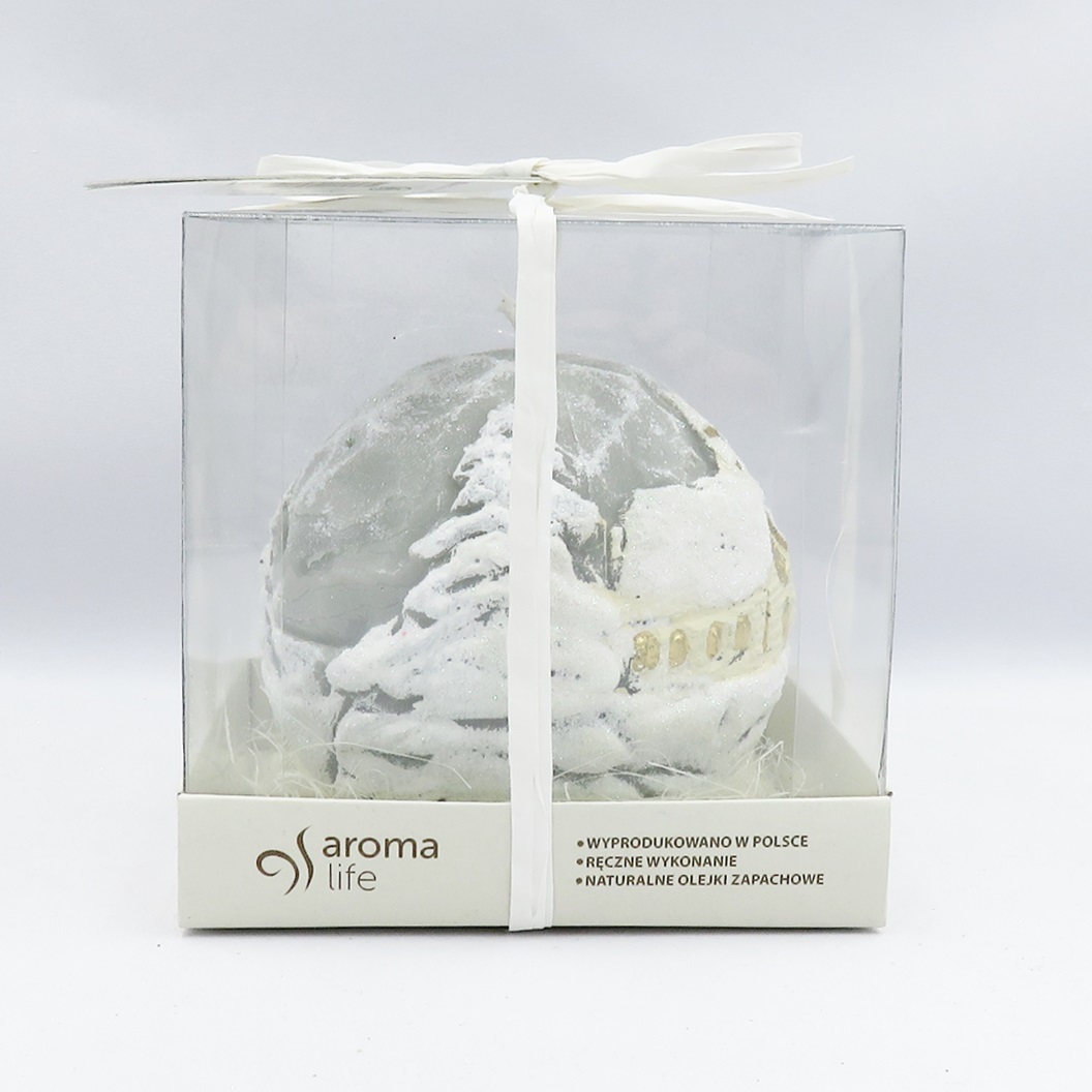 Świeca Bożonarodzeniowa - bombka szara krajobraz gal.