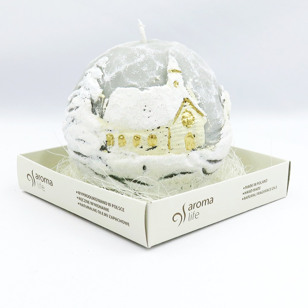 Świeca Bożonarodzeniowa - bombka szara krajobraz