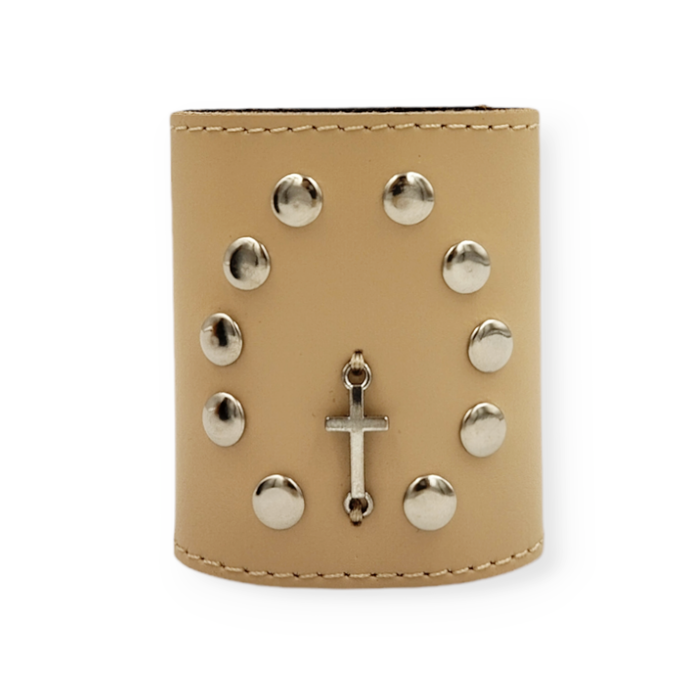 Różaniec na kierownice skórzany beżowy