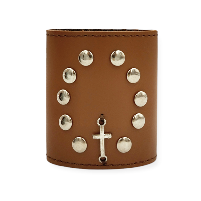 Różaniec na kierownice skórzany brązowy